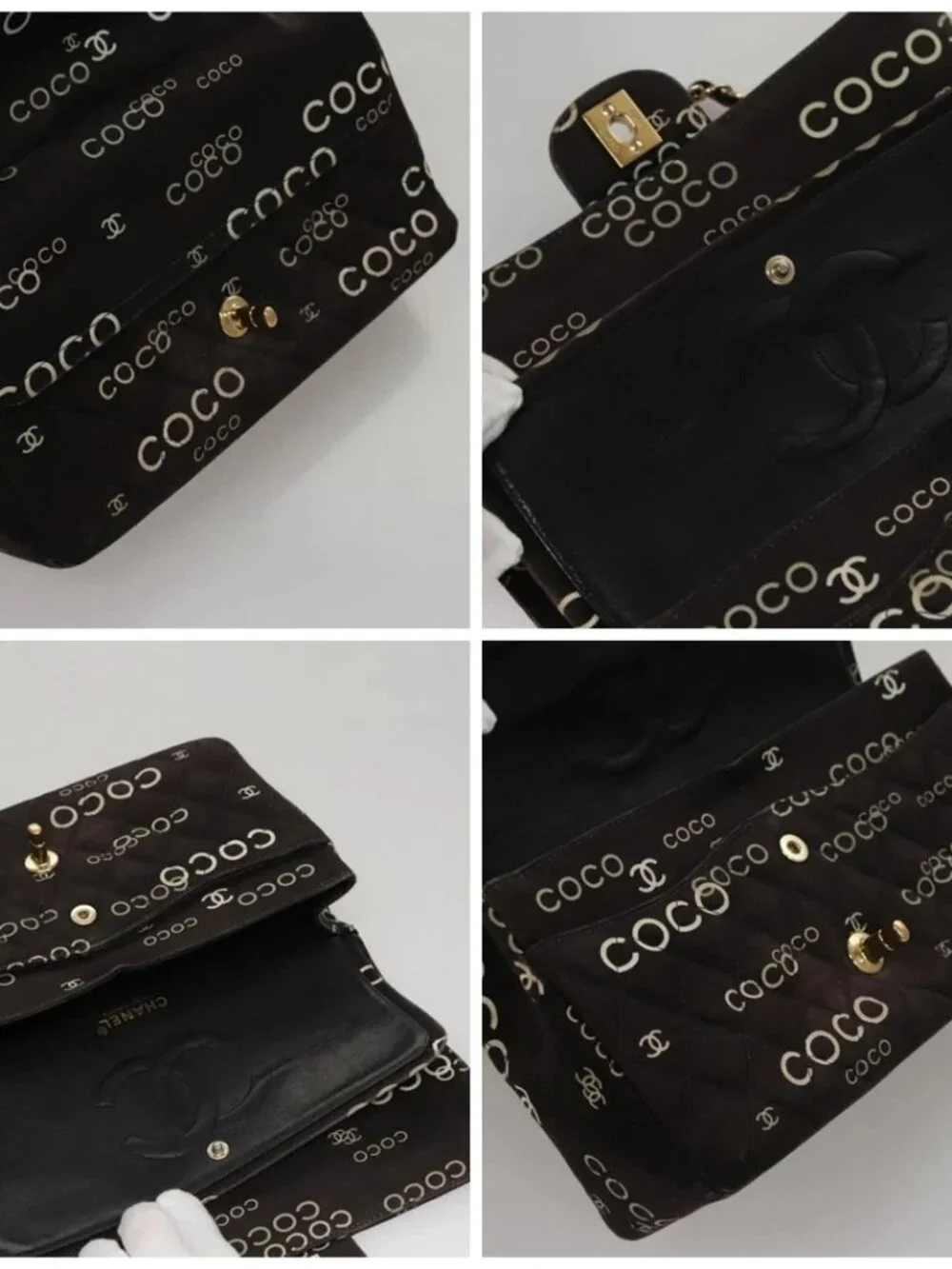 CHANEL Matelasse 25 Chain Shoulder Bag Canvas Black Gold CC Auth 108396